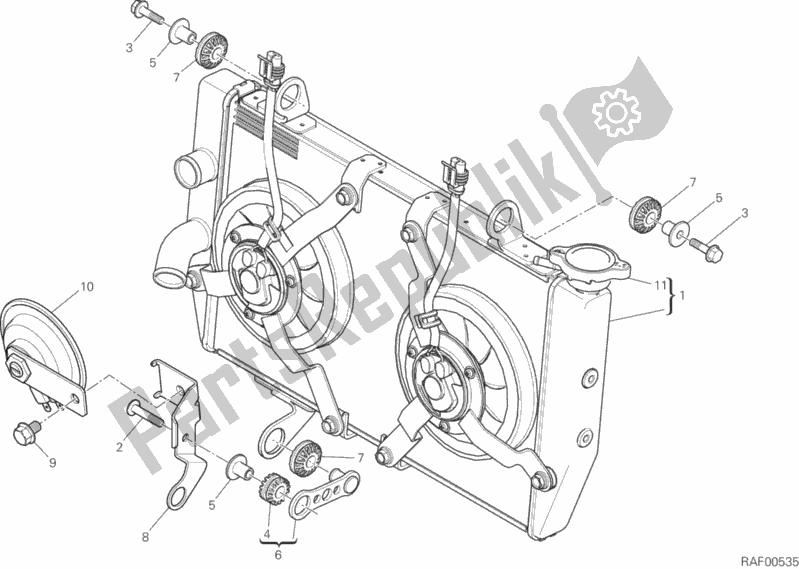 Todas as partes de Refrigerador De água do Ducati Multistrada 1200 S Touring USA 2017